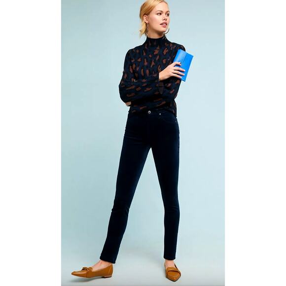 Anthropologie 27 Pilcro High Rise Skinny Corduroy Jeans Cotton Pants Black 6 - Picture 1 of 8